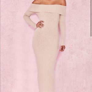 House Of CB Anfisai Ribbed Off The Shoulder Dress